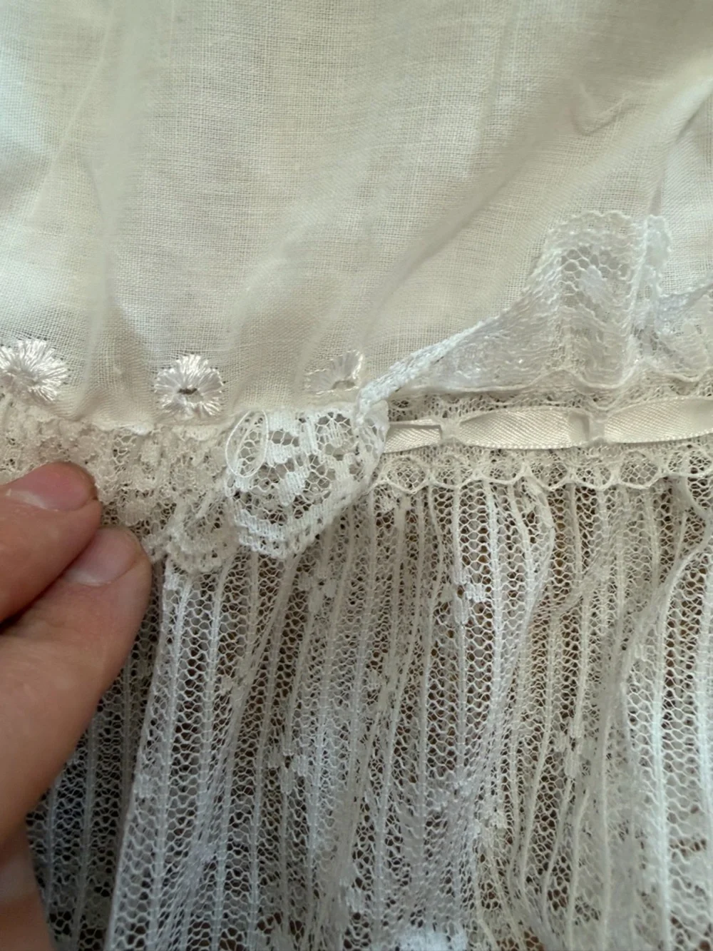 White Lace-Trim Beaded Baby Girl Christening Dedication Gown 9-12m like new